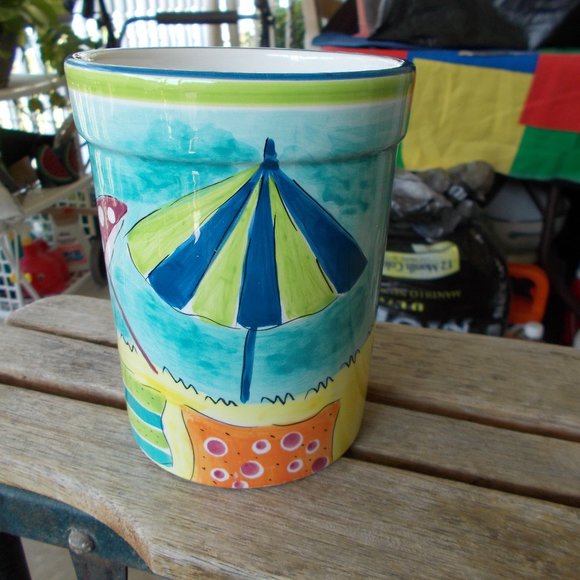 Vintage seaside painted vase - Picture 1 of 6